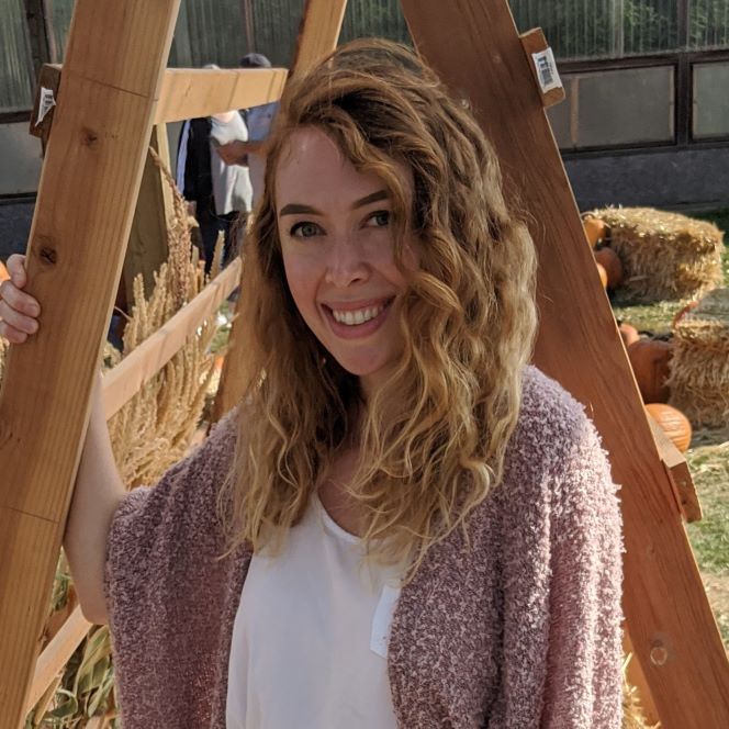 Public health student, Meghan Howk, at a pumpkin patch