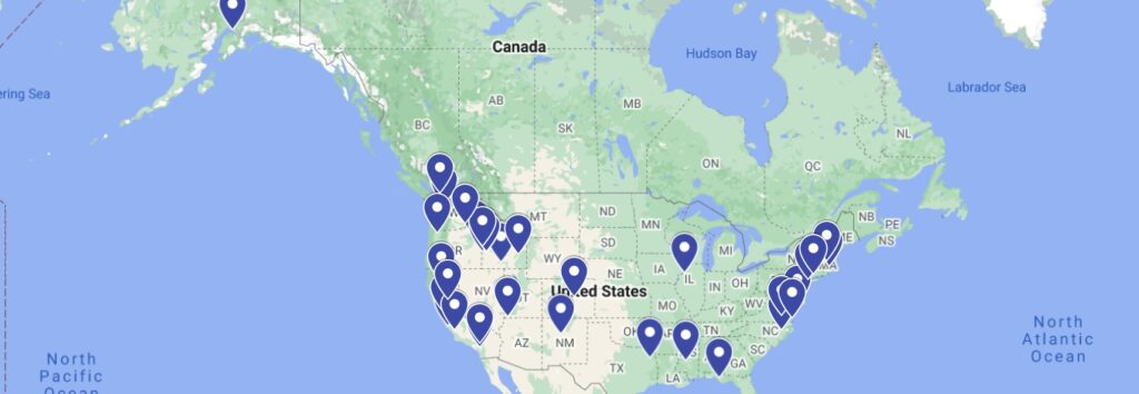 A world map showing advance medical imaging student's locations