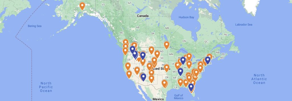 A world map showing applied science student locations