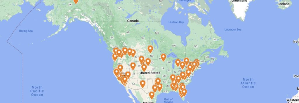 A world map showing imaging sciences student locations