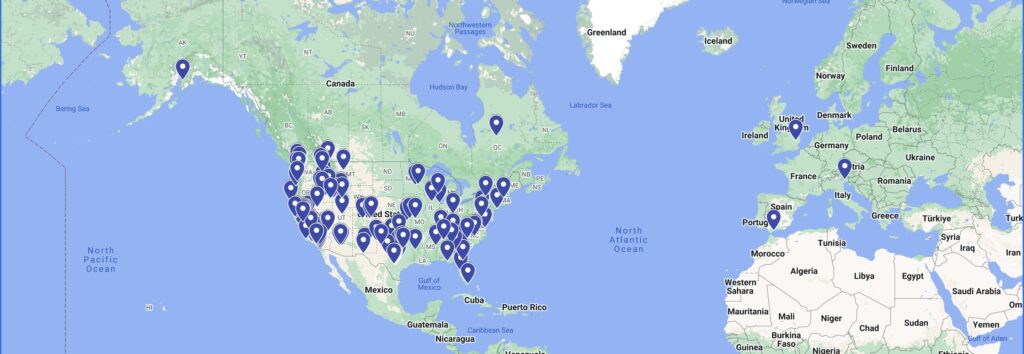 A world map showing Bachelor of Business Administration in Management student locations