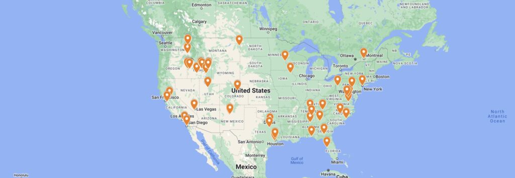 A world map showing graduate cyber operations and resilience student locations