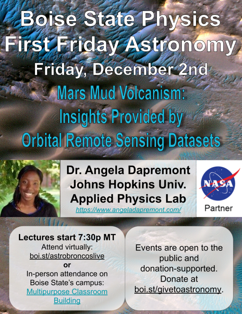 First Friday Astronomy, Dr. Angela Dapremont poster, details in article