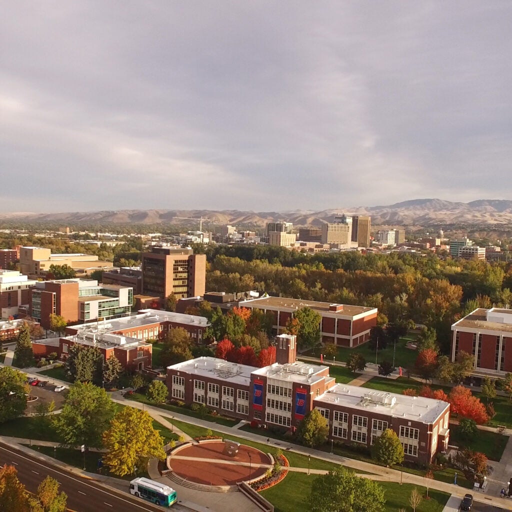 aerial view of boise state campus