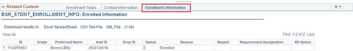 example of enrollment dates