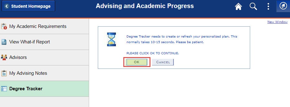 example refresh degree tracker student homepage