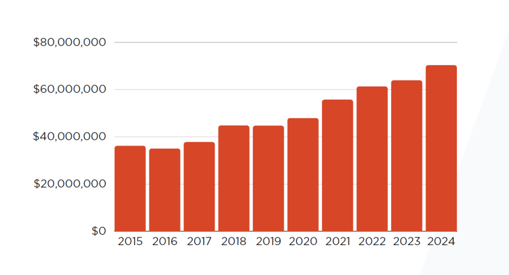 Chart of expenditures by fiscal year