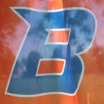 B logo on banner