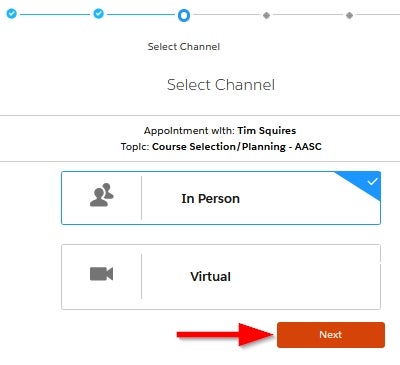 student success hub screenshot highlighting channel selection