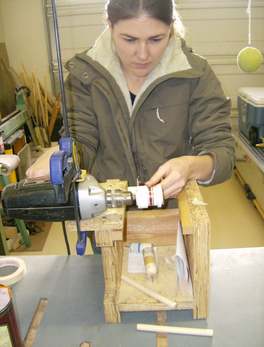 Student building a seismometer