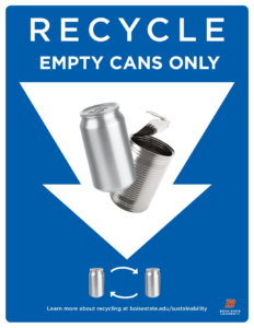 Blue recycle empty cans only sign