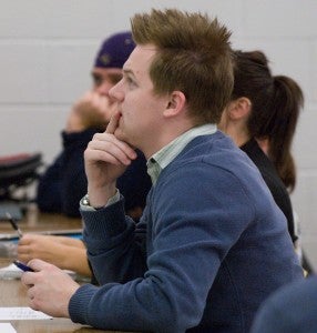 student listening to a lecture
