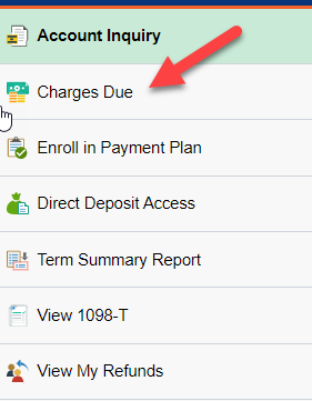 Charges Due Dropdown screenshot