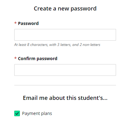 Create Password screenshot