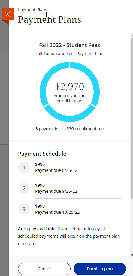 Payment Plans screenshot