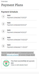 View or edit payment plan screenshot