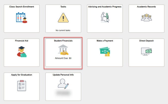 Student Financials Tile