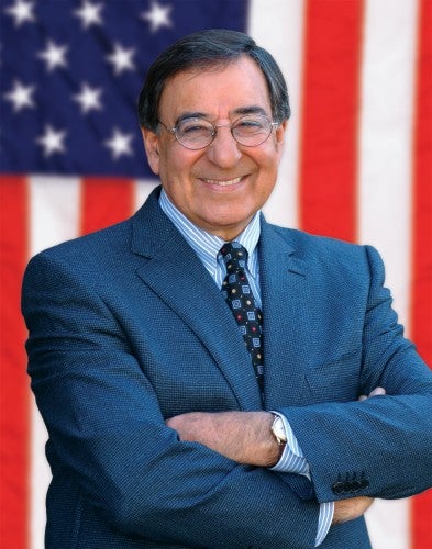 Photo of Leon Panetta in front of an American flag