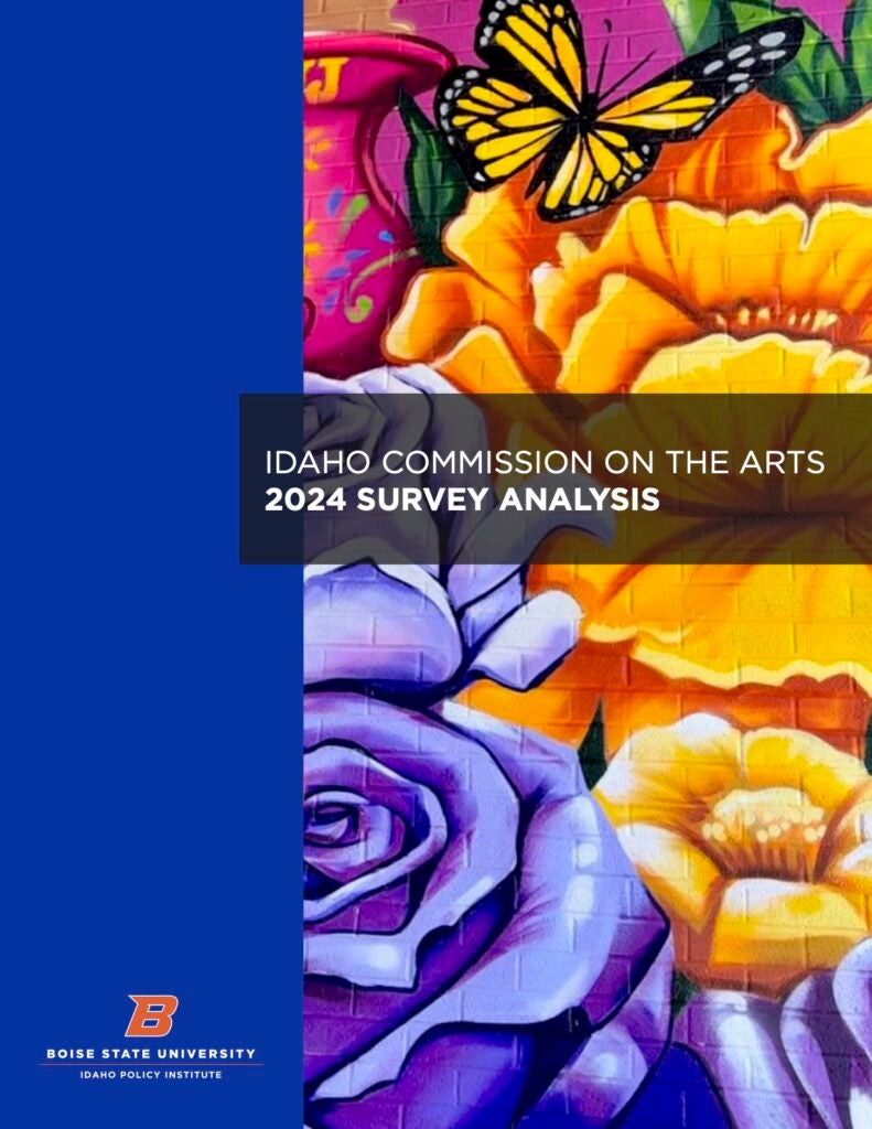 Cover of the ICA report, which includes a mural of large orange and purple roses.