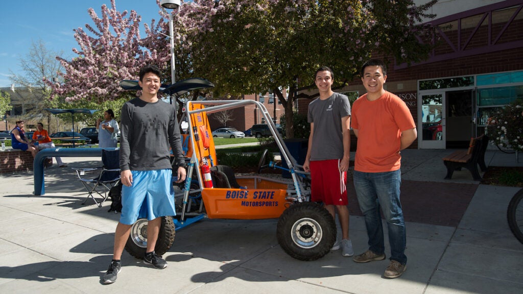 Members of the Bronco Drifters Club with a go kart.