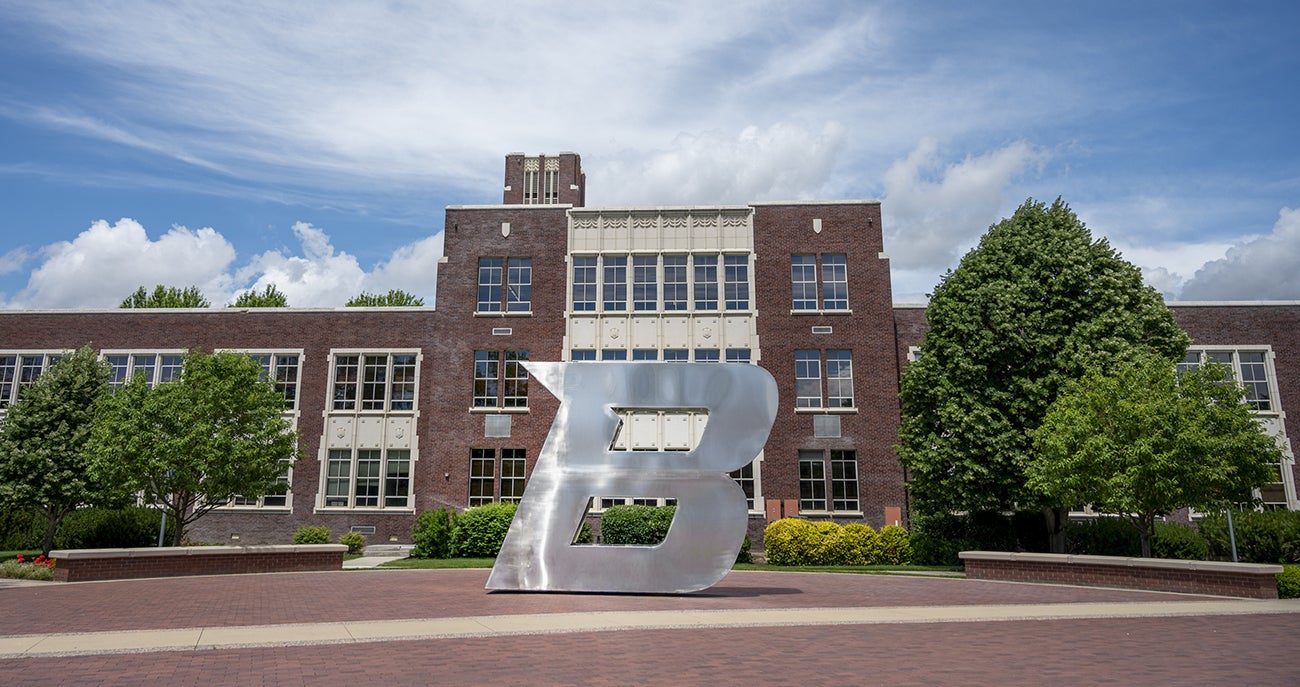 B sculpture plaza on campus