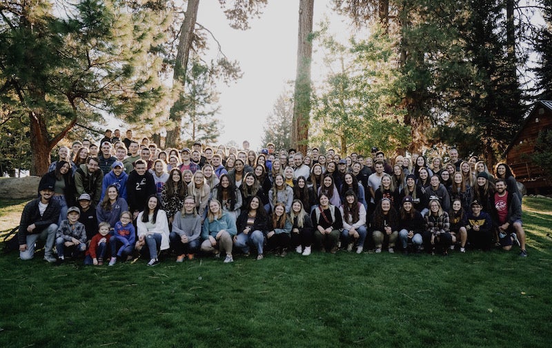 Group photo of students outdoors