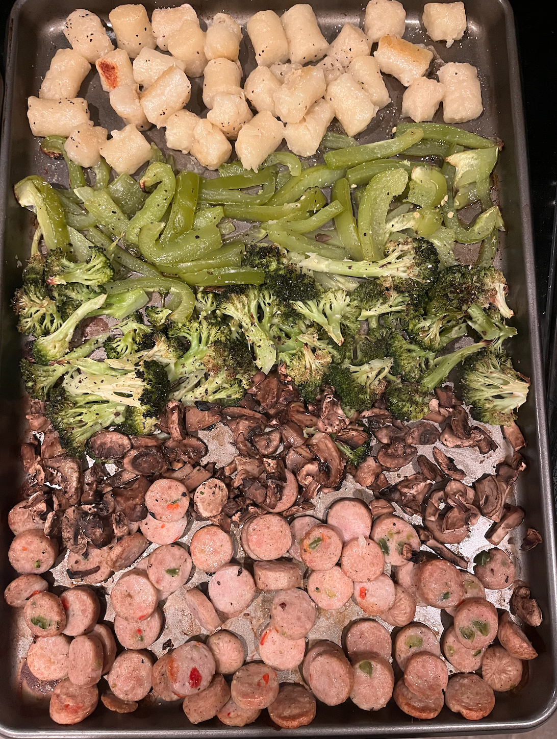 Meet and veggies on a sheet pan