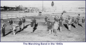 1940s marching band on field