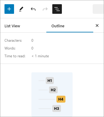 Document Overview outline view of content