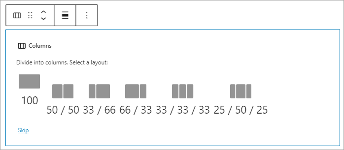 Columns Block and toolbar