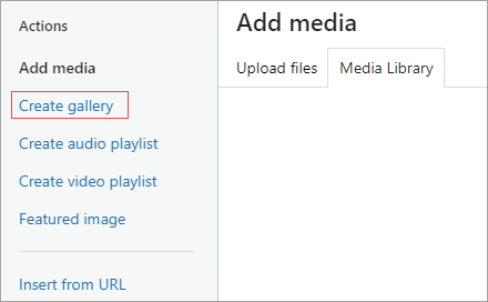 Create Gallery functionality within Media Library is not supported