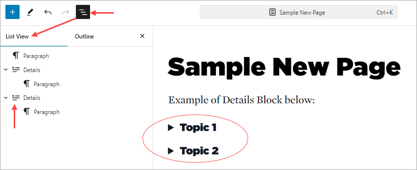 Document Overview displaying 2 Details blocks that are not nested.