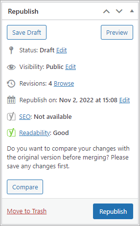 Rewrite and Republish top right navigation changes when implemented