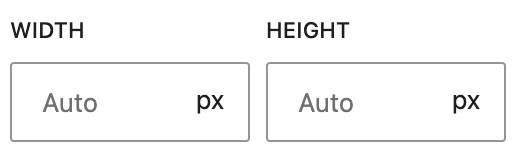 Screenshot of block settings for image height and width