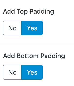 Screenshot of Theme block padding settings