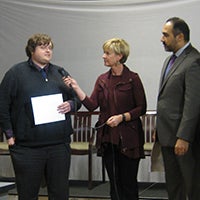 Boise State student, Luke Yeates with judges