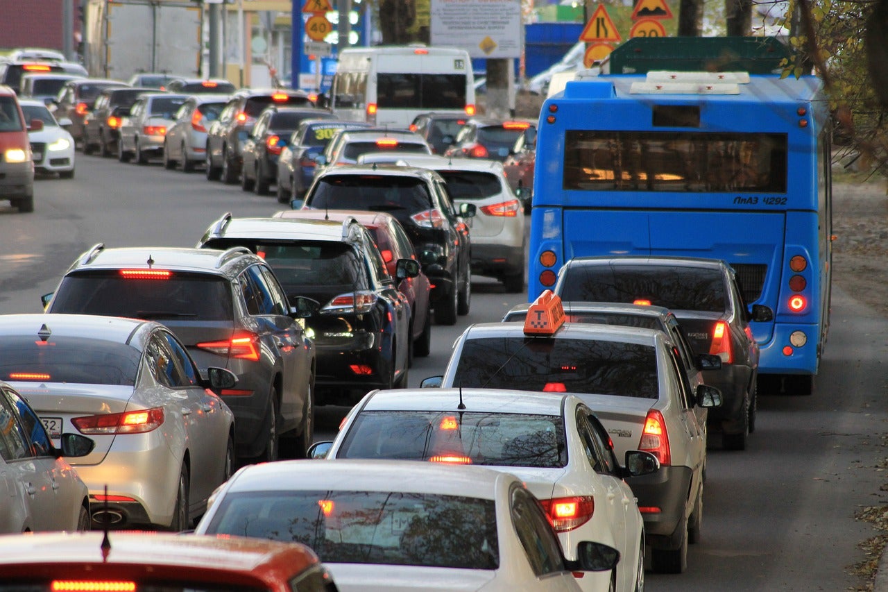 a street with heavy traffic